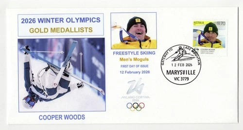 2026 Winter Olympics Cooper Woods Moguls Gold Medallist Marysville Skiing pm FDC