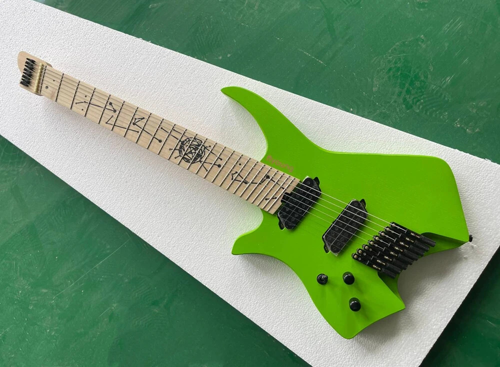 Left Handed 8 Strings Headless Green Electric Guitar with