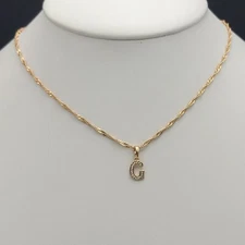 18K Gold Plated Initial Letter Name Pendant Necklace with Chain. Oro Laminado. 