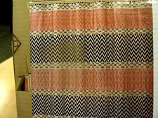 NWT RED BLACK Horizontal ZIG ZAG Chevron Striped PEVA SHOWER CURTAIN hooks