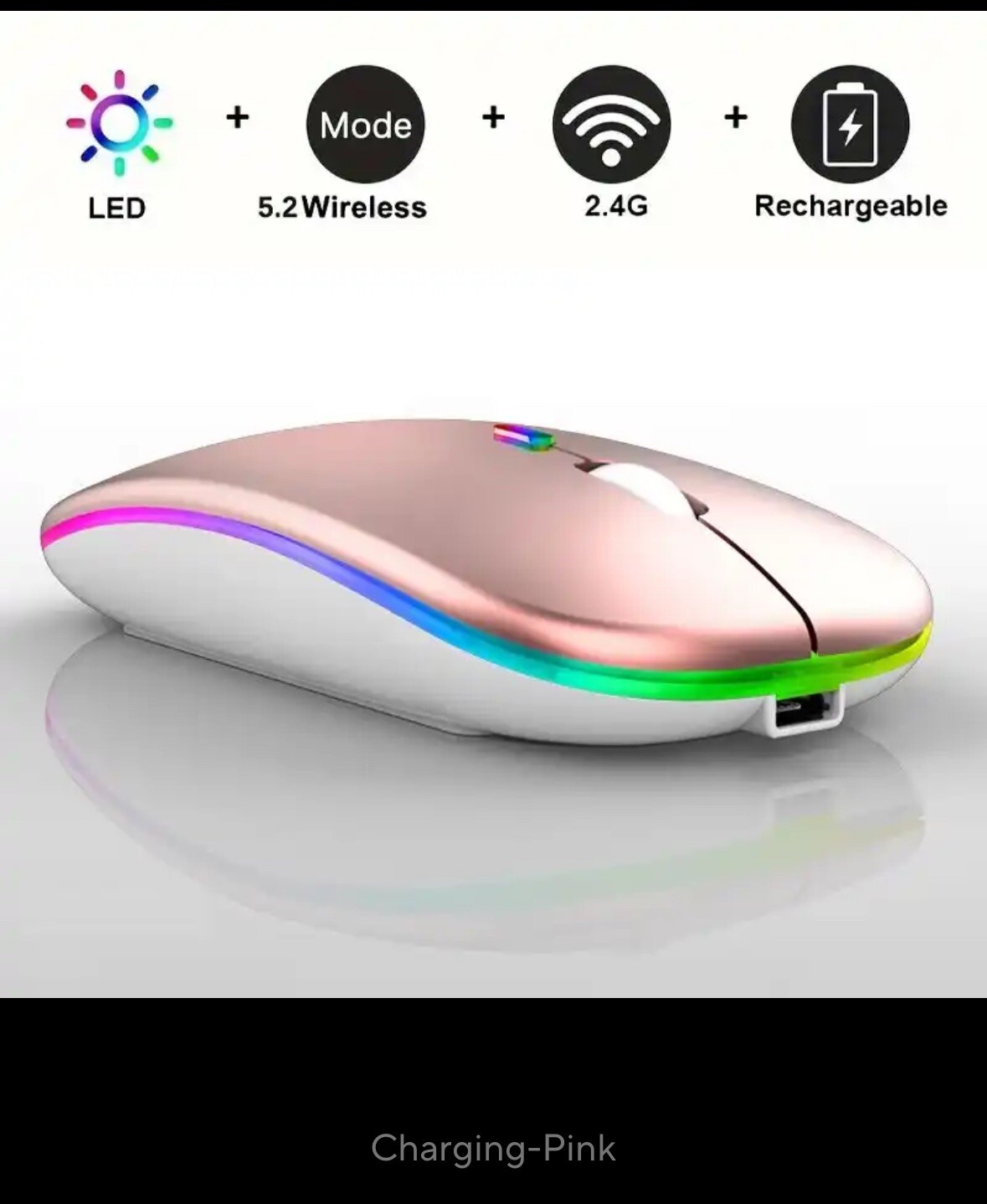 Wireless RGB Gaming Mouse with Backlight USB Rechargeable Design-image