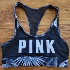 Victoria  s Secret PINK Ultimate Sports Bra Unlined Women Small Black Floral Logo