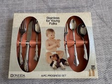 Vrg. Oneida Stainless For Young Folk 6 Piece Utensil Set Toddlers