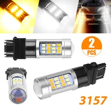 2x Dual Color 3157 LED DRL Switchback Turn Signal Parking Light Bulb White/Amber