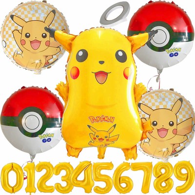FOLIENBALLON BALLON SET + ZAHL - Party Kindergeburtstag. Kompatibel zu Pikachu.