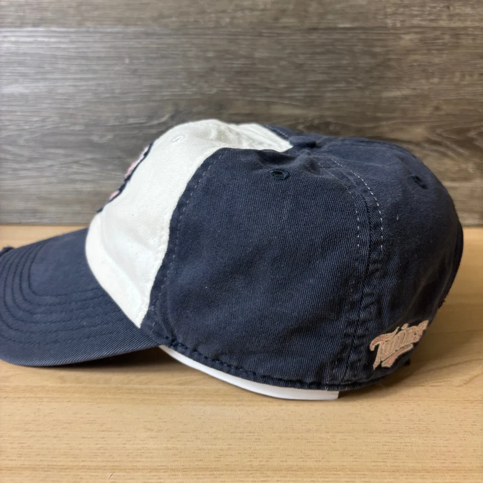 Boné de beisebol Minnesota Twins Snap Back azul feminino MLB desgastado ajustável - Imagem 4 de 4
