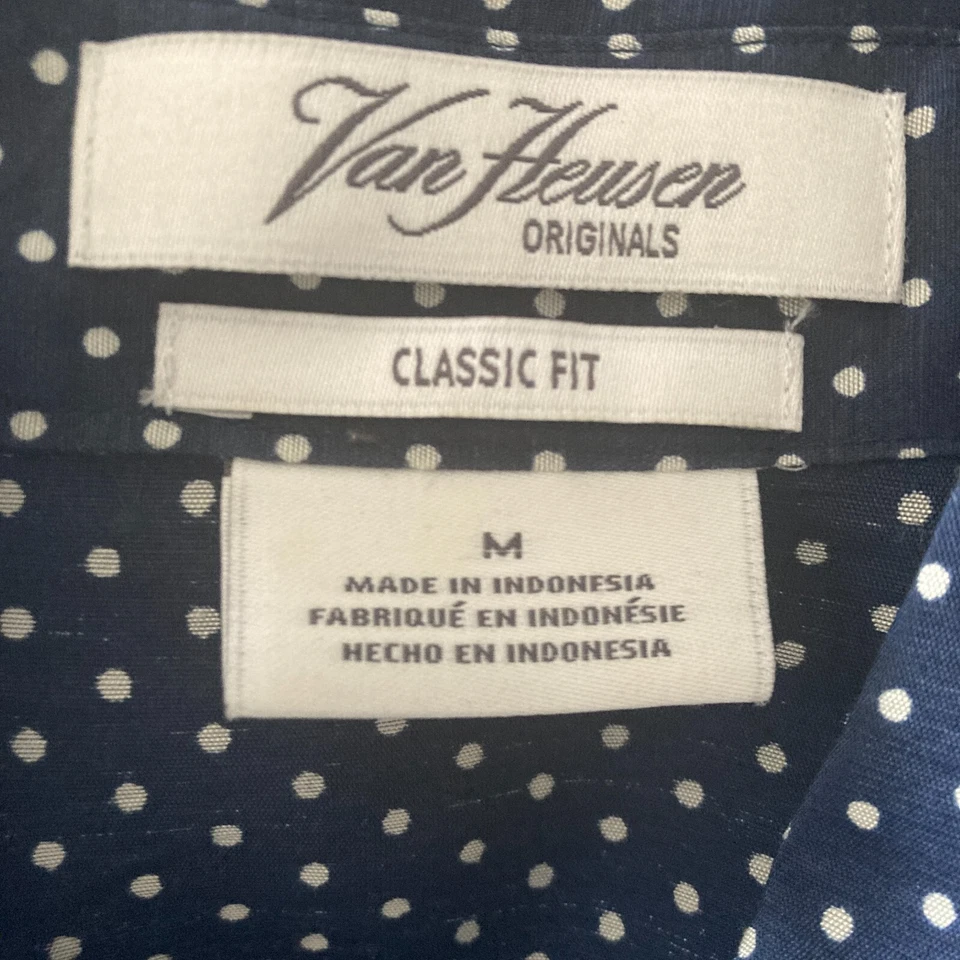 Camisa Van Heusen Mujer Mediana Negra Blanca Pequeña Lunares Botón Delantero Clásica Foto 4 de 4