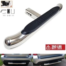 30" Polished Chrome Tow Hitch Step Bar-3" Round Curved Bumper Guard, 2" Receiver