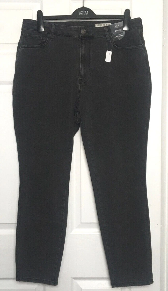M S Ladies Jeans Grey Super Skinny Leg High Rise Added Stretch BNWT Marks Curve