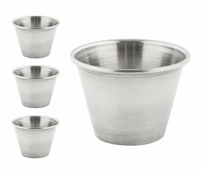 4 x Edelstahl Soßentöpfe Tassen 2,5oz 70ml Auflaufförmchen Gewürz Servierschalen