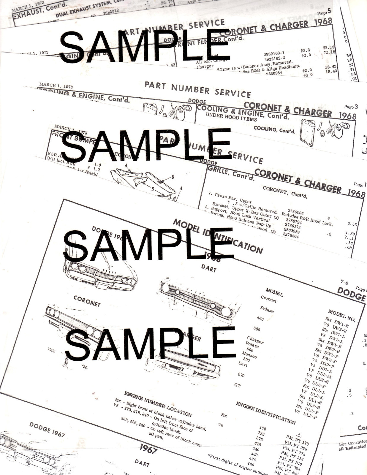 1970 1971 1972 DODGE DART 70 71 72 BODY PARTS LIST PART NUMBERS CRASH