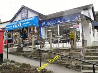 Foto 6x4 Waterhead Shell Shop Ambleside Gift Shop und Fish and Chip Shop c2013
