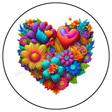 COLORFUL FLORAL HEART ENVELOPE SEALS LABELS STICKERS PARTY FAVORS