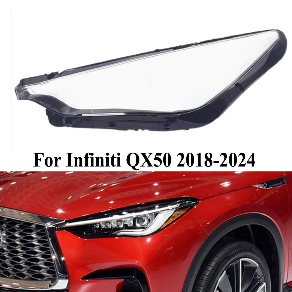 Left Side For Infiniti QX50 2018-2024 Headlight Headlamp Lampshade Lens Cover