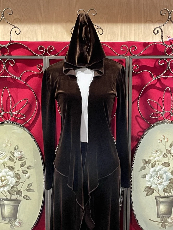 Terciopelo Salón Pierna Ancha Capris Pantalones de Sudadera/Chaqueta con Capucha Marrón Talla S Por Equestrian Foto 4 de 4