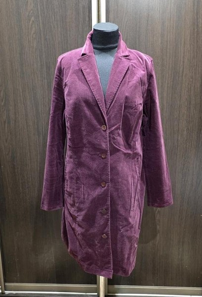 Women Piero Guidi Trench Coat Burgundy Velvet 46