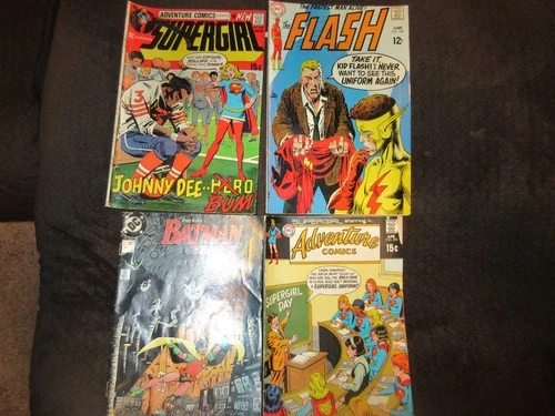 LOT OF (4) VINTAGE DC SUPERGIRL BATMAN THE FLASH COMICS SILVER AGE 1969 1970