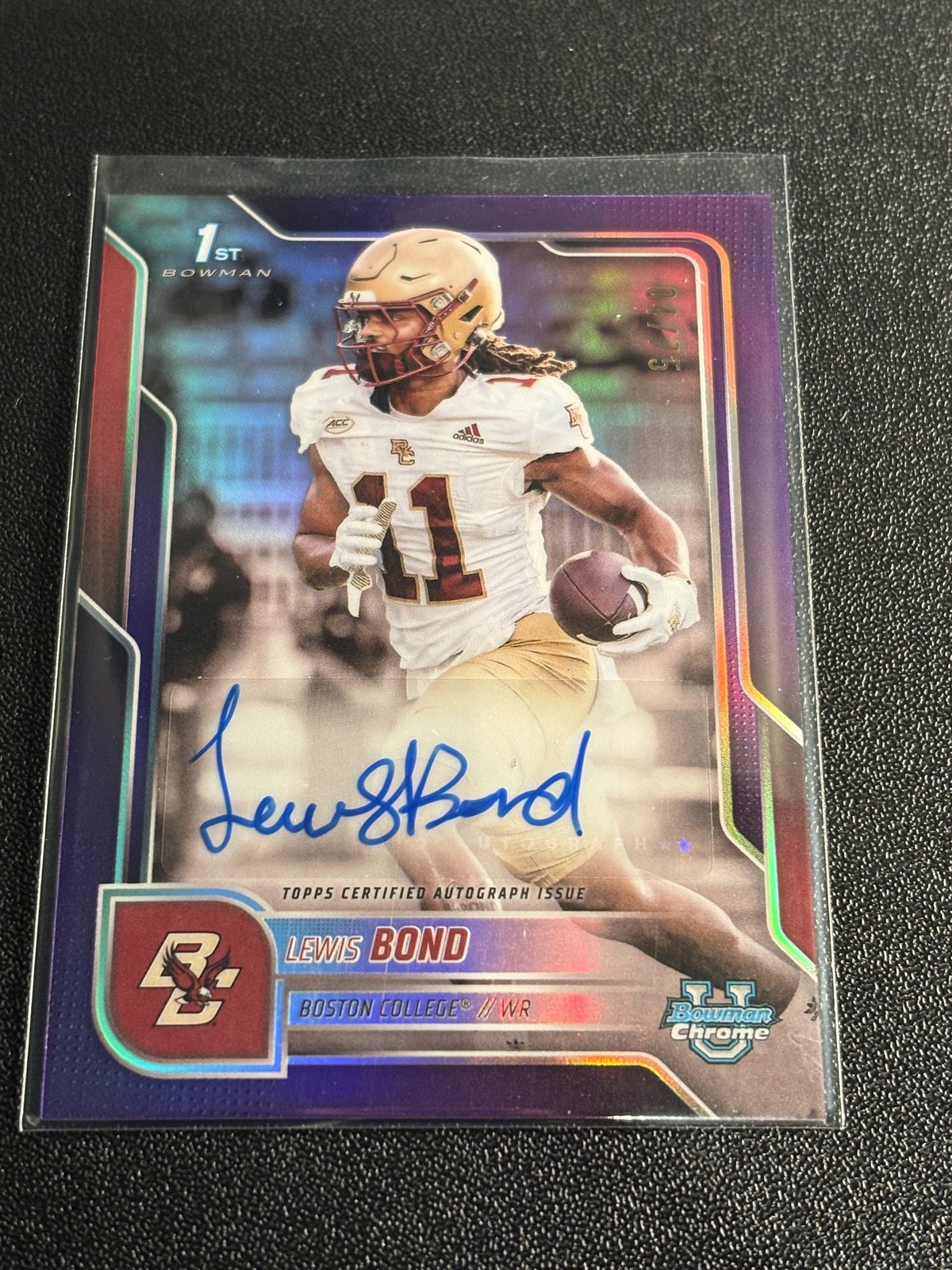 Lewis Bond 2025 Bowman University U Chrome #BCA-LBO Auto Purple #/75