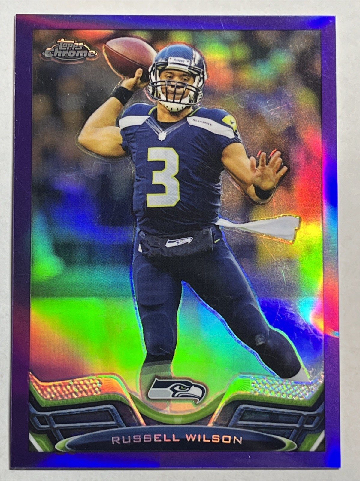 2013 Topps Chrome Retail Purple Refractor 456/499 Russell Wilson #175 Seahawks
