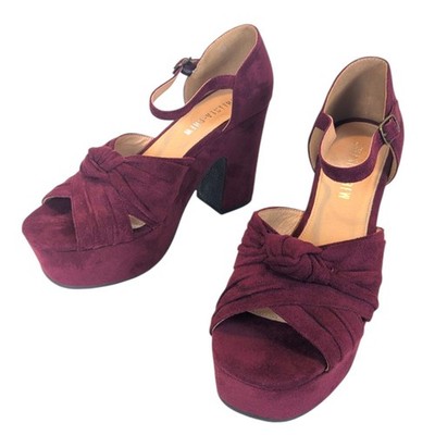 Chelsea Crew Get a Lift Burgundy Platform Heel Faux Suede Women s size 40