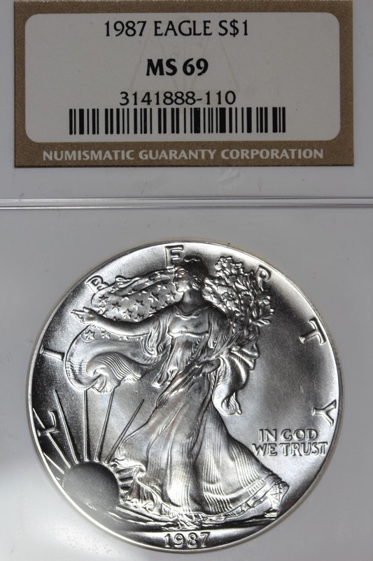 1987 NGC MS69 AMERICAN SILVER EAGLE #B51918