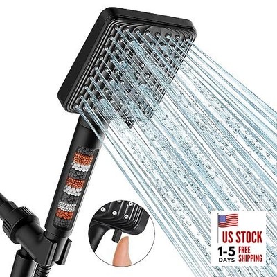  Filtered Shower Head Black - High Pressure Handheld Shower Matte Black 6 Modes