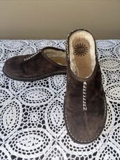 UGG Slippers Brown Suede Kohala Womens Clogs Slip-On Mules Shearling Lined Sz 7