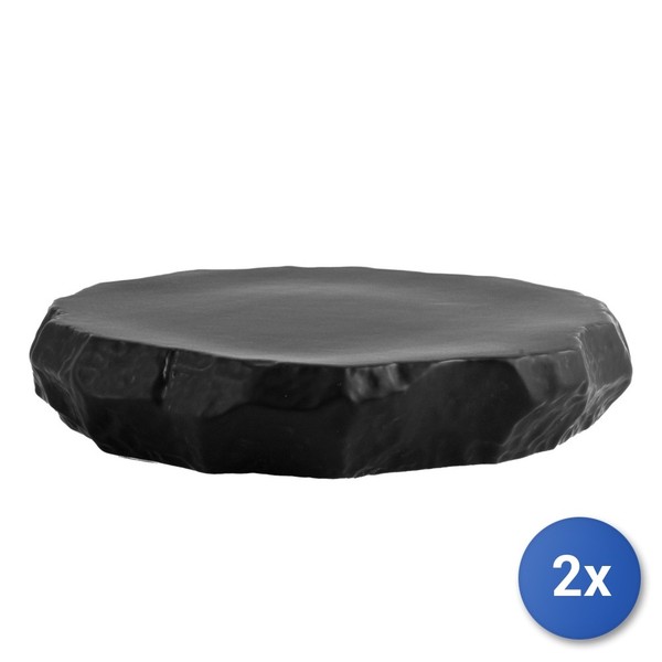 2X H&h Tortenplatte Aus Porzellan Schwarz 23 Cm-image