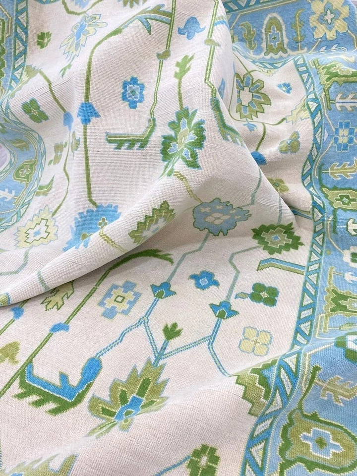 Nueva alfombra Oushak verde y blanca apagada 8x11 9x12 10x14 12x15 pies alfombras para decoración del hogar Foto 3 de 4