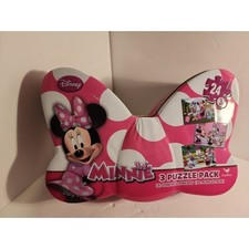 NEW Disney Minnie Mouse Puzzles in Tin 3 Puzzle Pack 72 Pcs.