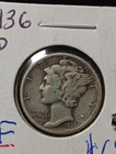 👉1936-D Mercury Dime Vf   Choice  #31