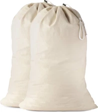 Cotton Laundry Bags 2-Pack – Heavy Duty Canvas, Drawstring, Washable, XL Storage