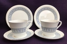 ROYAL DOULTON “Counterpoint” Bone China TRIO x2 - 2 Cups, 2 Saucers, 2 Plates