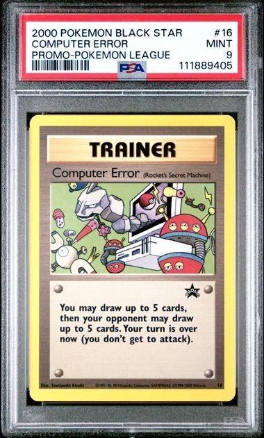 2000 POKEMON PROMO BLACK STAR POKEMON LEAGUE #16 COMPUTER ERROR PSA 9