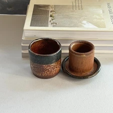 Butter Bell Art Studio Stoneware Pottery Brown Green Speckled Glazed