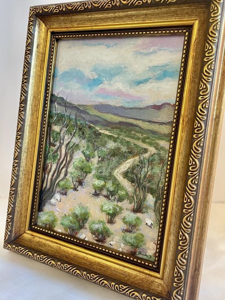 Pintura del sendero del desierto del suroeste de Texas - Arte paisajístico original de Big Bend Ranch Foto 4 de 4