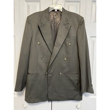 Zylos George Machado Mens 40L Double Breasted Wool Blazer Jacket Olive Green