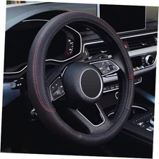 LABBYWAY Steering Wheel Cover, Universal Fit 15 Inch Microfiber Leather black