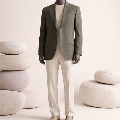Greenfield Herren Blazer Gr. 54 grün kariert 100% Wolle
