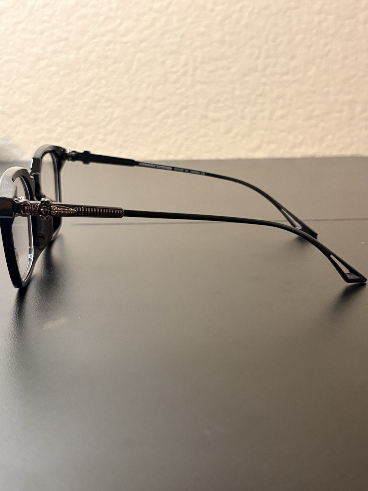 Chrome Hearts Full Rim Black Eyeglasses Metal Plastic Designer with Case & Box thumbnail 2