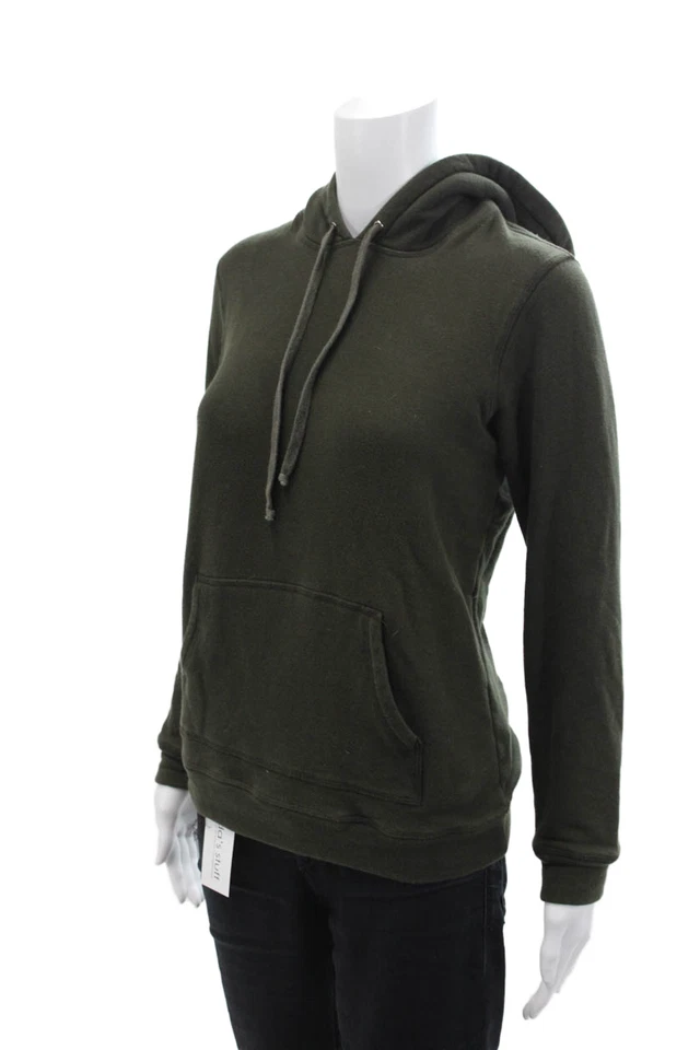 Moletom com capuz Theory feminino pulôver bolso frontal cordão verde pequeno - Imagem 2 de 4