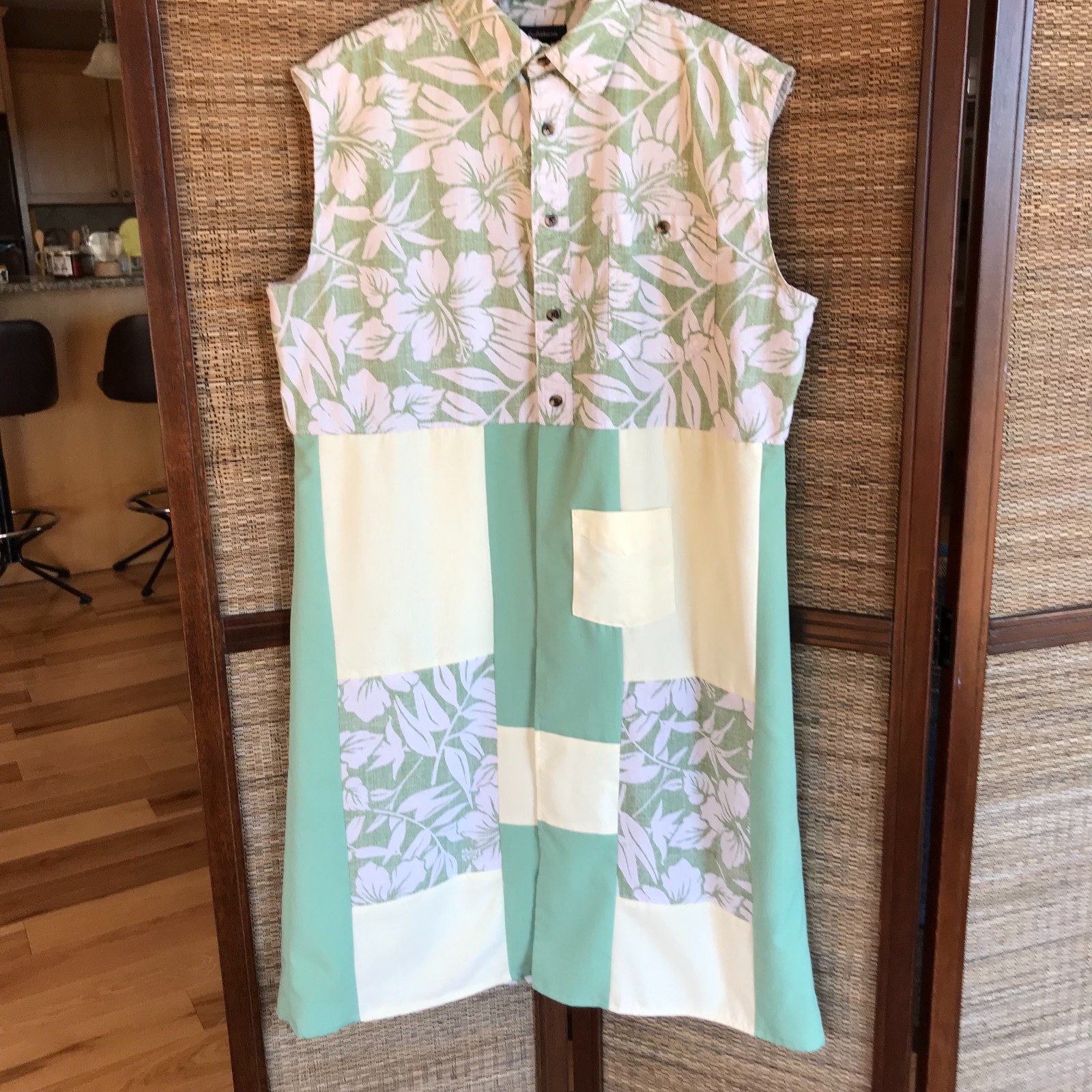 Upcycled Patchwork Boho Duster, Tropical Print La… - image 14