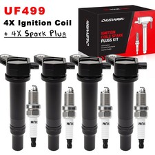 4X Ignition Coil  IRIDIUM Spark Plug For 2006-2011 Hyundai Accent Kia Rio UF499