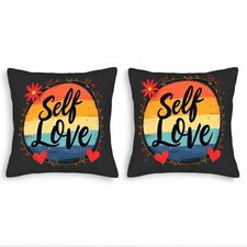 Set of 2 Decorative Throw Pillow Covers 18x18in - Gradient ' Self Love ' Design