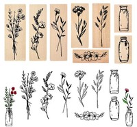 Holzstempel Set Blumen Pflanzen Vintage Scrapbooking DIY Karten 8 StüCk