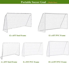Portable Soccer Goal for Backyard 6x4ft/8x5ft/10x6.5Ft/12x6ft Soccer Net w/ Bag