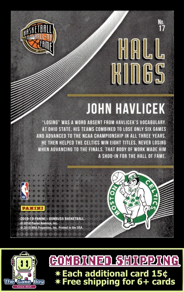 2018-19 Donruss Hall Kings #17 John Havlicek Boston Celtics - Image 2 of 2