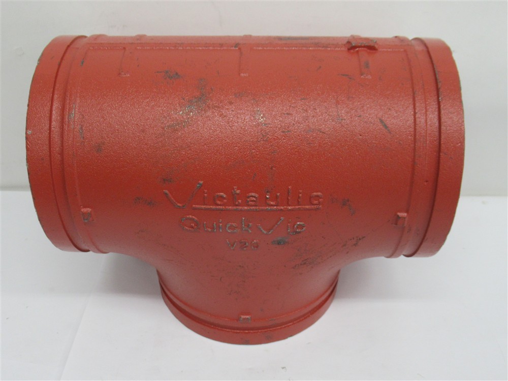 Victaulic V20, Quick Vic 6" Grooved End Tee, Ductile Iron, 400 PSI