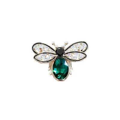 women crystal bee shape brooch green color animal accessories pin jewelry