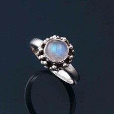 RAINBOW MOONSTONE NATURAL GEMSTONE 925 STERLING SILVER JEWELRY RING 3 TO 12